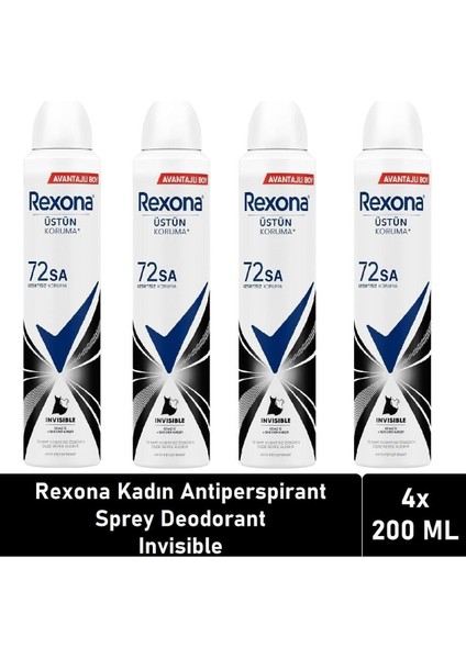 Invisible Black&white Kadın Sprey Deodorant 4 x 200 ml