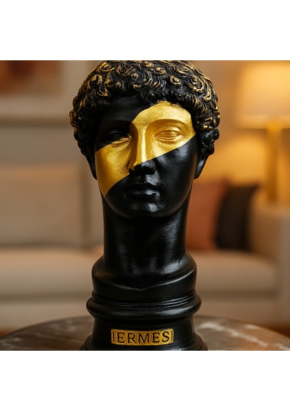 Dekoratif Hermes Heykel - Siyah Renk - Gözü Gold fiyatları