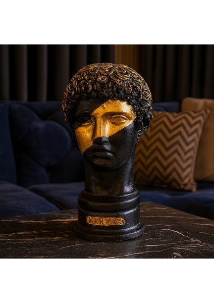 Dekoratif Hermes Heykel - Siyah Renk - Gözü Gold modelleri