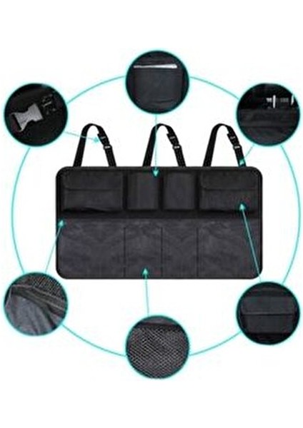 8 Cepli Araç Bagaj Düzenleyici Çanta Organizer Fileli Suya Dayanıklı Oto İçi Aksesuar Araba Çantası