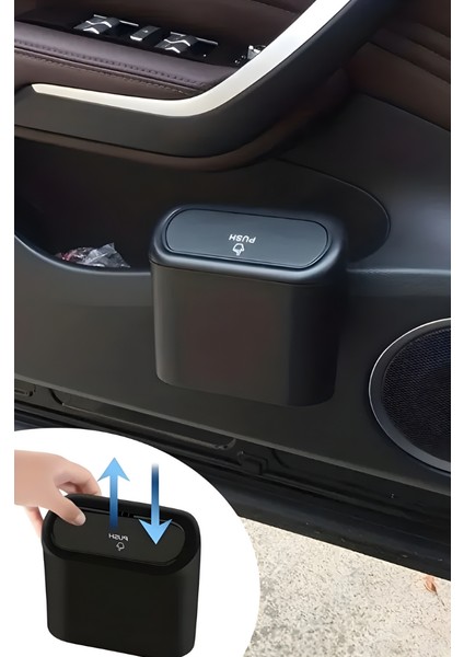 Mytechcat® Araç Içi Takılarak Sabitlenebilen Mini Kapaklı Çöp Kovası