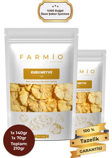 Şekersiz Kurutulmuş Ananas – 210GR – Doğal ve Katkısız