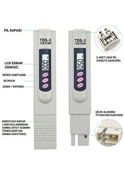 Dijital pH Metre Su Sıvı Akvaryum Kalibrasyon 0.01 Hassasiyetinde Kullanım