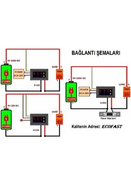 DC 0-100V 10A Dual Voltmetre Ampermetre Kırmızı-Mavi Ölçer Hobi ve Maker Projeleri İçin Uygun