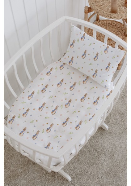 %100 Pamuklu Poplin Bebek Beşik Nevresim Seti 80X120 cm - Sevimli Tavşan fiyatları