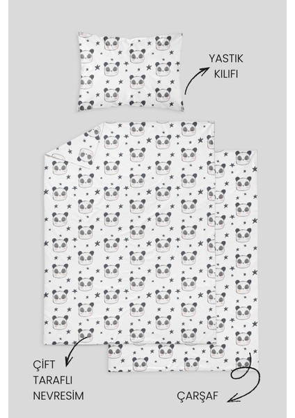 %100 Pamuklu Poplin Bebek Beşik Nevresim Seti 80X120 cm - Sevimli Tavşan fırsatları