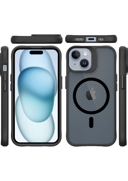 iPhone 15 Carbon Fiber Force Magsafe Kılıf Anti-Şok Teknolojili Kamera ve Ekran Korumalı