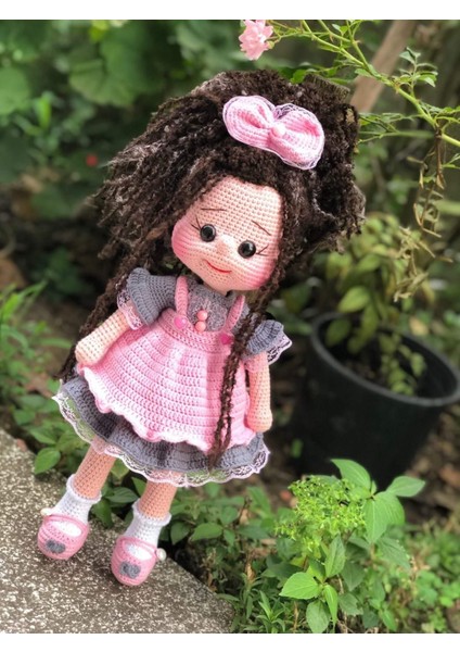 El Yapımı Gri Pembe Elbiseli Yasmin Bebek fiyatları