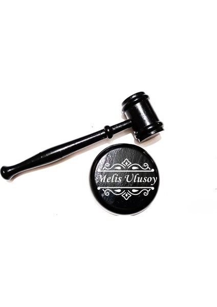 Kişiye Özel Siyah Ahşap Hakim Tokmağı – Isim Yazılı Dekoratif Adalet Tokmağı