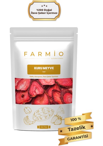 Şekersiz Kurutulmuş Çilek – 70GR – Doğal ve Katkısız