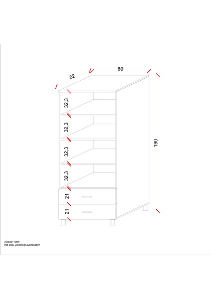 ASL6330 Çok Amaçlı Dolap 2 Kapaklı ve 2 Çekmeceli Dolap