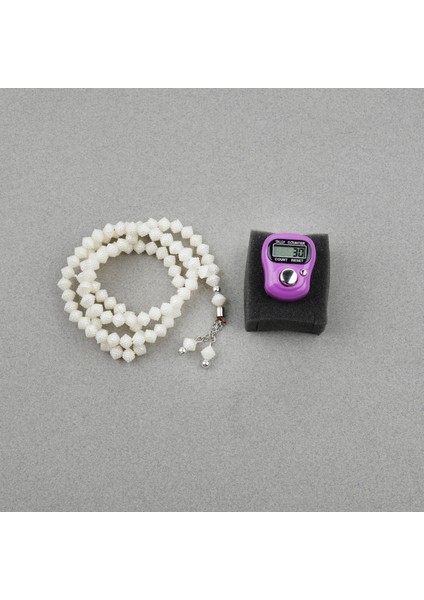 Zikirmatik Elektronik Tesbih ve Böğürtlen Desenli 99LUK Namaz Tesbih Seti -Lila fiyatları