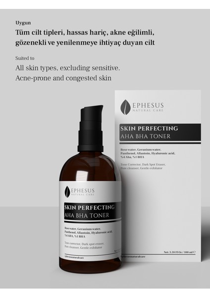 Skin Perfecting Tüm Cilt Tiplerine Uygun Ton Eşitleyici ve Hassas Soyucu Aha Bha Tonik 100ML modelleri