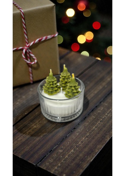 Minik Çam Dekorlu Yılbaşı Mumu modelleri