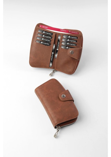 Orta Boy Kadın Cüzdan - 65306 - Taba