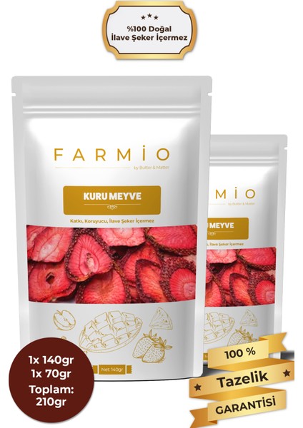 Şekersiz Kurutulmuş Çilek – 210GR – Doğal ve Katkısız