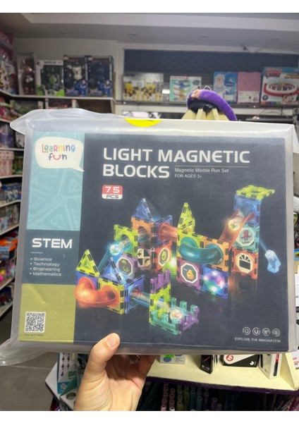 Işıklı Manyetik Yapı Blokları Üç Boyutlu Renkli 75 Parça