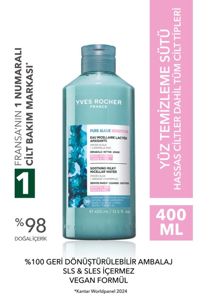 Yeni Formül Tüm Cilt Tipleri Için Yüz ve Makyajı Nazikçe Temizleyen Micellar Süt 400ML