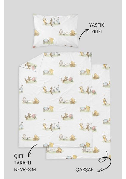 %100 Pamuklu Poplin Bebek Beşik Nevresim Seti 80X120 cm - Sevimli Orman Dostları fırsatları