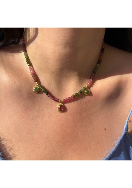 Orijinal Turmalin Taşlı Kolye