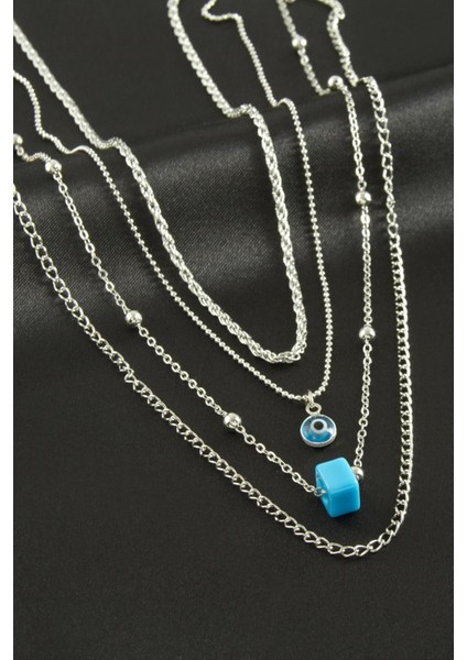 Nazar Cam Boncuk Dörtlü Kolye