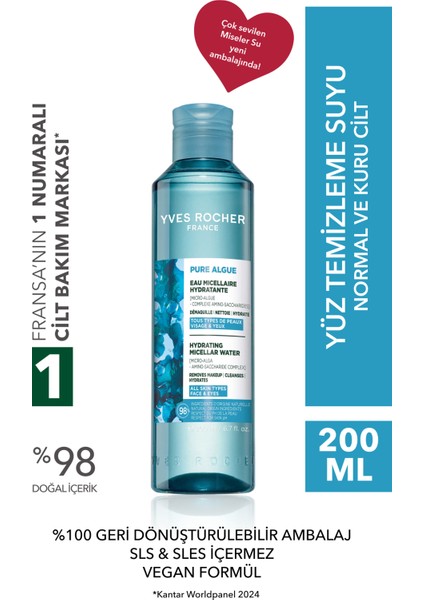 Normal-Kuru Ciltler Için Yoğun Nemlendirici Makyajı Hassasça Arındıran Micellar Temizleme Suyu 200ML