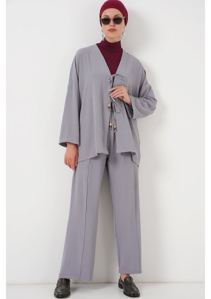 Ayrobin Kimono Pantolon Ikili Takım 6739 - Gri