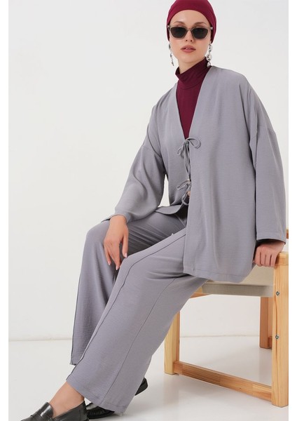 Ayrobin Kimono Pantolon Ikili Takım 6739 - Gri modelleri