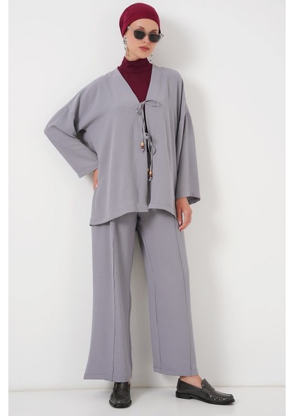 Ayrobin Kimono Pantolon Ikili Takım 6739 - Gri fırsatları