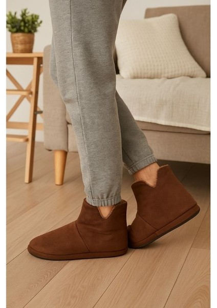 Erkek Termo Taban Peluş Astar Kahverengi Ev Botu Sıcak Tutan Konforlu Kışlık Ev Ayakkabısı fiyatları