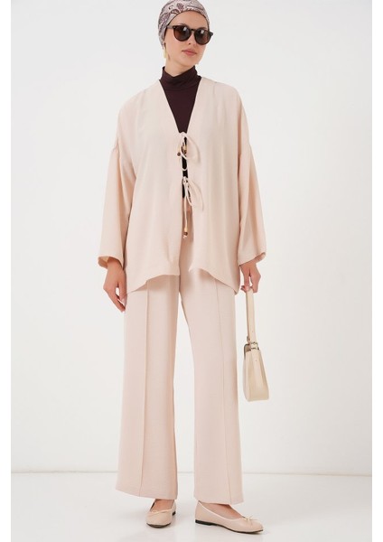 Ayrobin Kimono Pantolon Ikili Takım 6739 - Krem fırsatları
