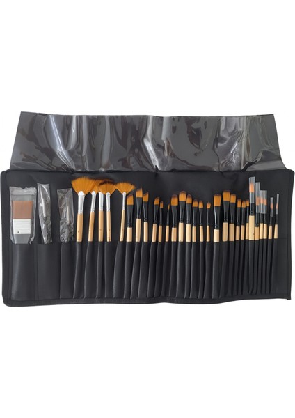 Siyah Çantalı 32 Adet Fırçada Oluşan Sanat Seti Guaj Akrilik Yağlı Boya Sulu Boya fiyatları