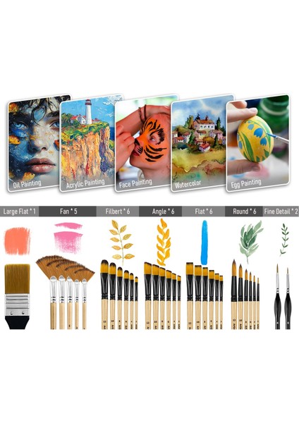 Siyah Çantalı 32 Adet Fırçada Oluşan Sanat Seti Guaj Akrilik Yağlı Boya Sulu Boya modelleri