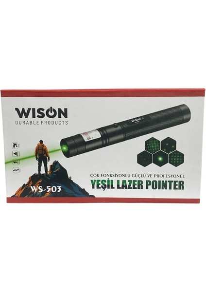 Wison WS-503 100MW 3.7V 3200 Mah Desen Başlıklı Şarjlı Yeşil Lazer Pointer (5148) fiyatları