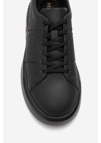 Erkek Kalın Taban Bağcıklı Spor Ayakkabı Gerçek Deri Cr 2819 Siyah fiyatları