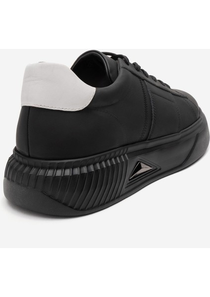 Erkek Kalın Taban Bağcıklı Spor Ayakkabı Gerçek Deri Cr 2819 Siyah fırsatları