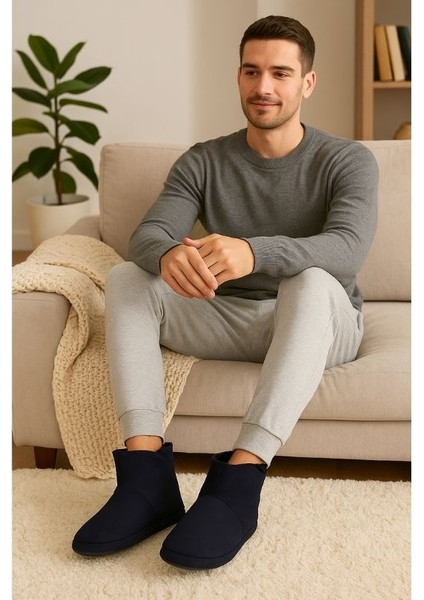 Erkek Termo Taban Peluş Astar Siyah Ev Botu Sıcak Tutan Konforlu Kışlık Ev Ayakkabısı fiyatları