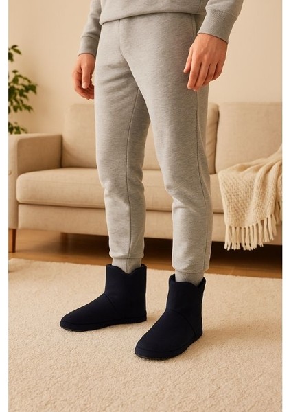 Erkek Termo Taban Peluş Astar Siyah Ev Botu Sıcak Tutan Konforlu Kışlık Ev Ayakkabısı fırsatları