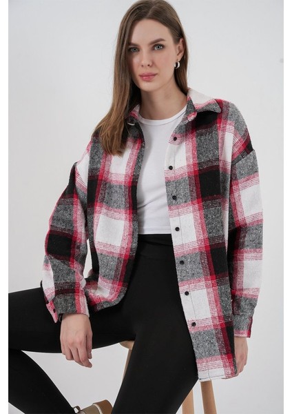 Ekose Desen Oversize Oduncu Gömlek 3854 Kiremit