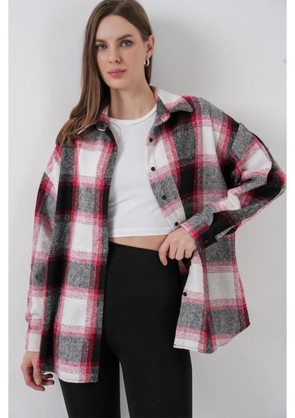 Ekose Desen Oversize Oduncu Gömlek 3854 Kiremit modelleri