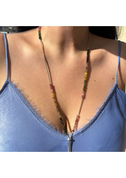 Orijinal Turmalin Gümüş Kolye Rodaj