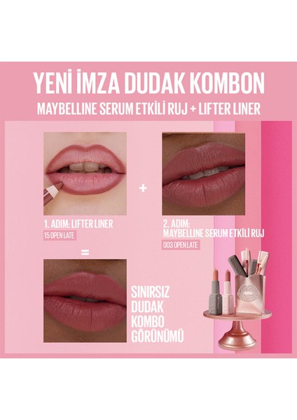 Maybelline Ny Serum Etkili Hyalüronik Asit ve Besleyici Yağ Içeren Ruj - 003 Open Late indirimleri