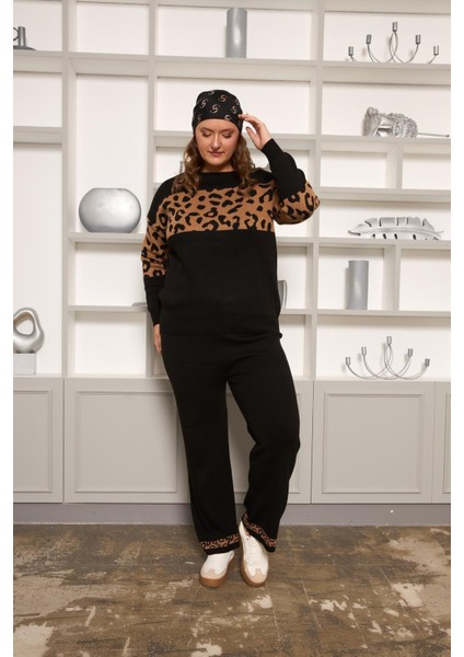 Büyük Beden Leopar Garnili Alt-Üst Büyük Beden Takım fiyatları