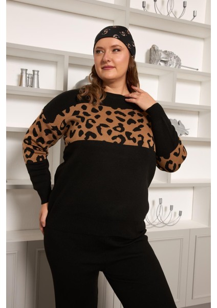 Büyük Beden Leopar Garnili Alt-Üst Büyük Beden Takım modelleri