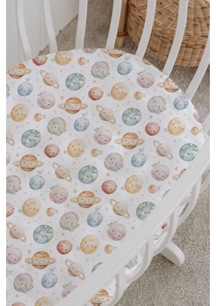 %100 Pamuklu Poplin Bebek Beşik Nevresim Seti 80X120 cm - Renkli Kalpler modelleri