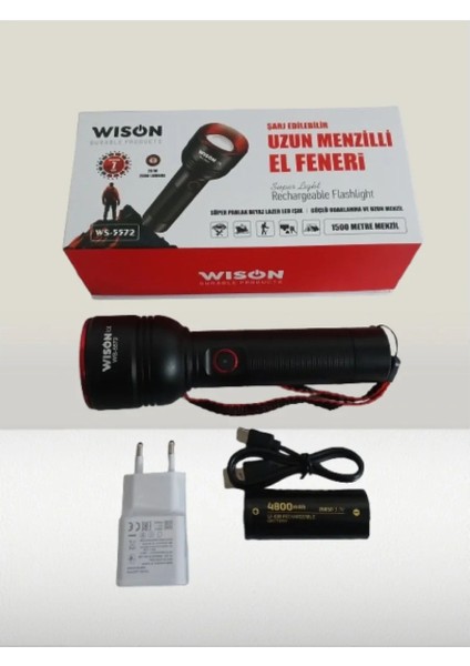 Wıson WS-5572 20W Uzun Menzilli Şarjlı Metal El Feneri (5148) modelleri