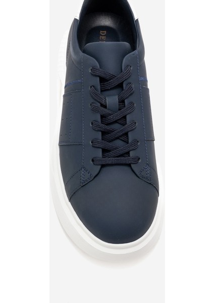 Erkek Kalın Taban Bağcıklı Spor Ayakkabı Gerçek Deri Cr 2819 Lacivert fiyatları