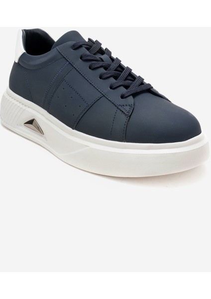 Erkek Kalın Taban Bağcıklı Spor Ayakkabı Gerçek Deri Cr 2819 Lacivert modelleri