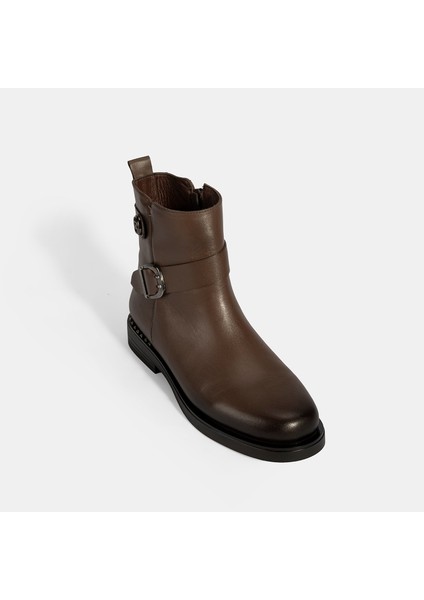 Kadın Kahve Metal Toka Detaylı Deri Bot indirimleri