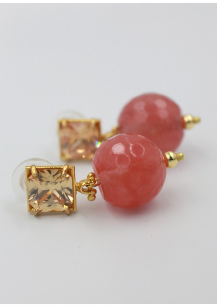 Akik Zirkon Taşlı Küpe